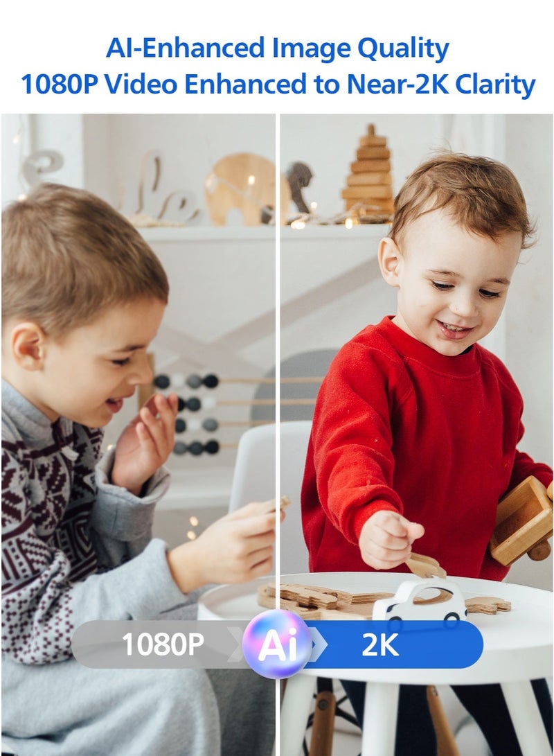 فيليبس كاميرا مراقبة فيليبس بتصميم بيضاوي 360°، كاميرا أمنية WiFi بدقة 1080P IP لحماية المنزل، كاميرا داخلية وخارجية مع دوران 355° وإمالة 90°، كشف حركة، رؤية ليلية ملونة، اتصال صوتي ثنائي الاتجاه، WiFi بتردد 2.4GHz، تخزين عبر بطاقة SD أو السحابة، كاميرا CCTV - Image 2